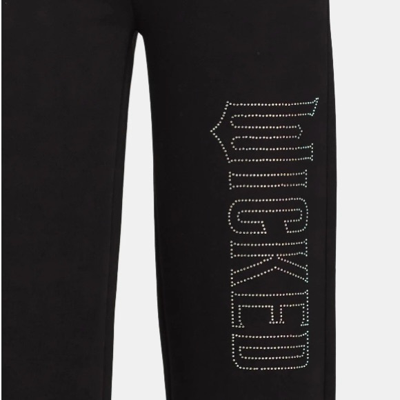 Wicked Women’s Rhinestone Logo Wide Leg Sweatpants Black - Picture 3 of 7